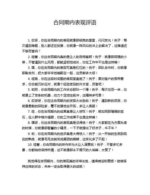 合同期内表现评语