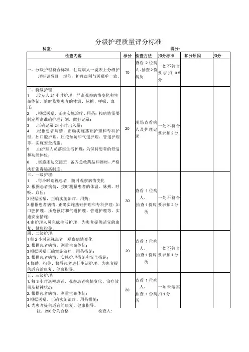 3.1-分级护理质量评分标准