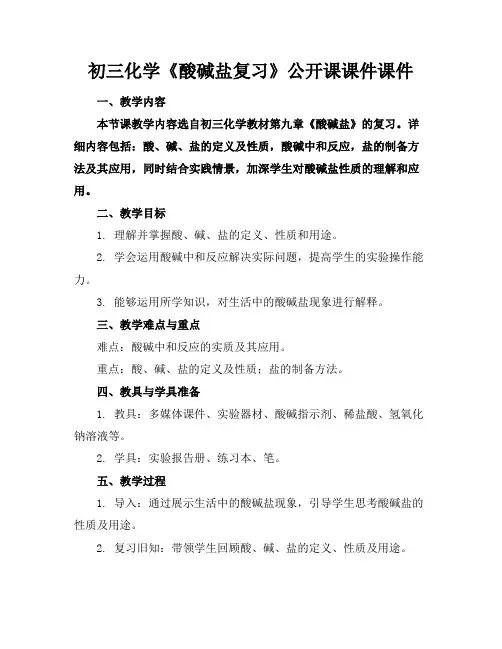 初三化学《酸碱盐复习》公开课课件课件