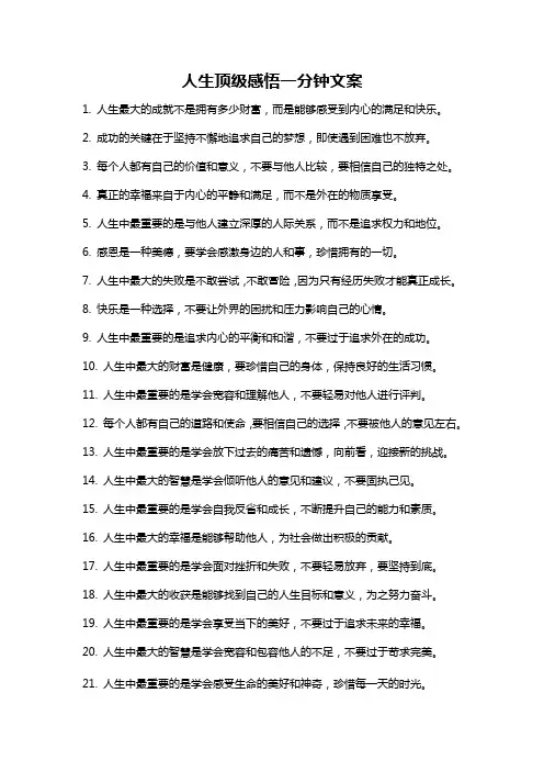 人生顶级感悟一分钟文案