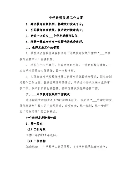 中学教师发展工作方案（3篇）