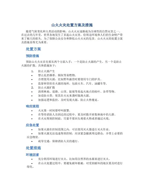 山火火灾处置方案及措施