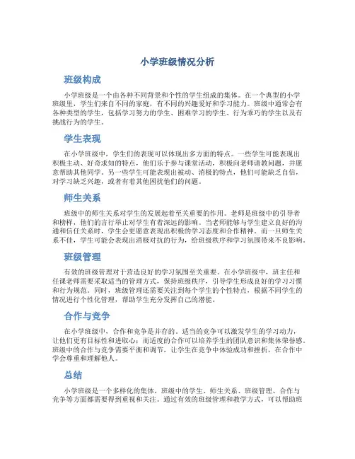 小学班级情况分析