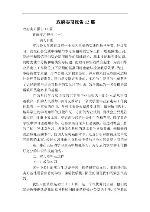 政府实习报告12篇