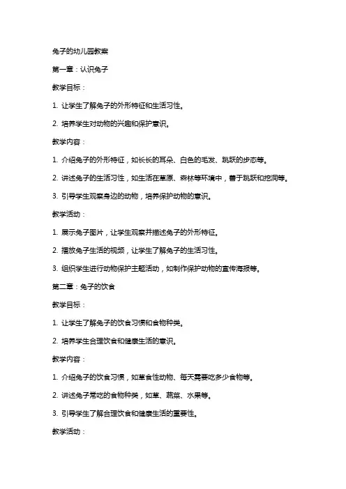 兔子的幼儿园教案