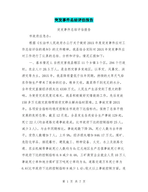 突发事件总结评估报告