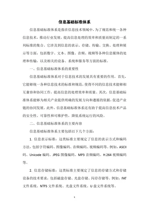信息基础标准体系