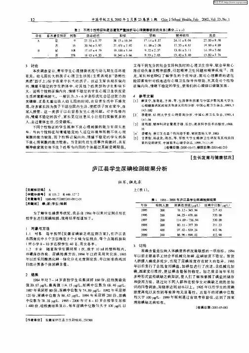 庐江县学生尿碘检测结果分析