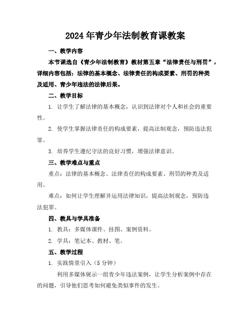 2024年青少年法制教育课教案