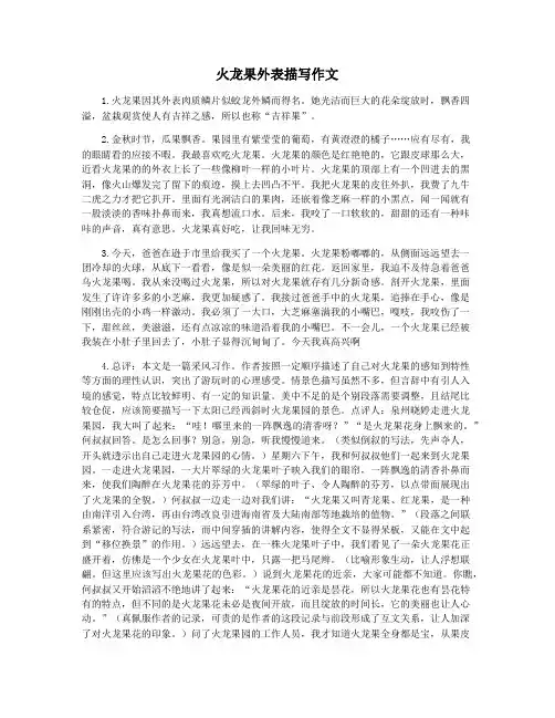 火龙果外表描写作文