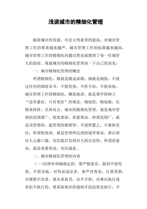 浅谈城市的精细化管理