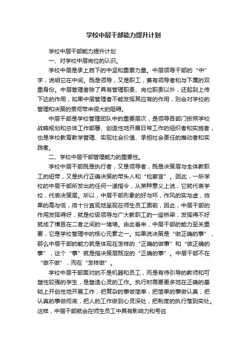 学校中层干部能力提升计划