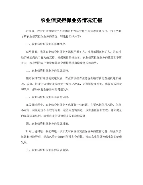 农业信贷担保业务情况汇报