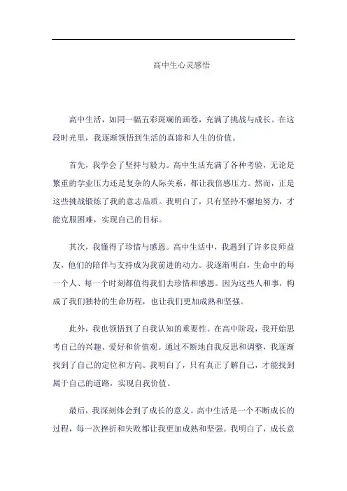 高中生心灵感悟