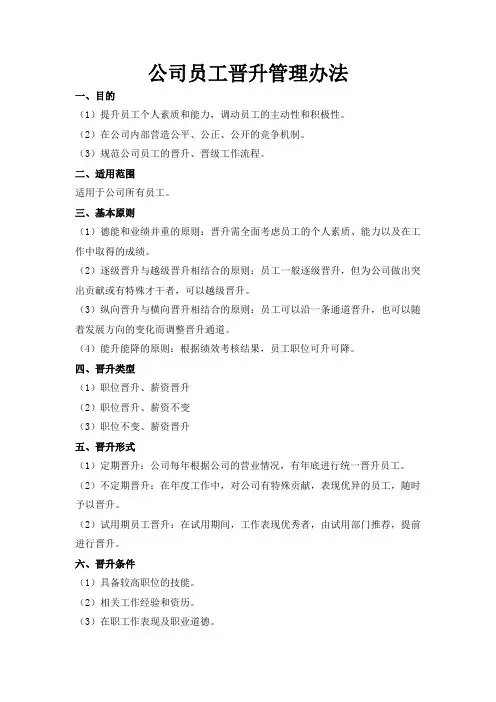 公司员工晋升管理办法