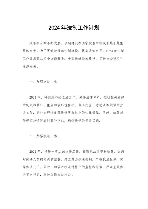 2024年法制工作计划
