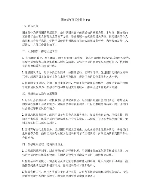 团支部年度工作计划ppt