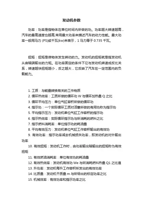 发动机参数