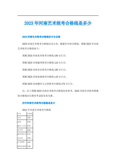 2023年河南艺术统考合格线是多少
