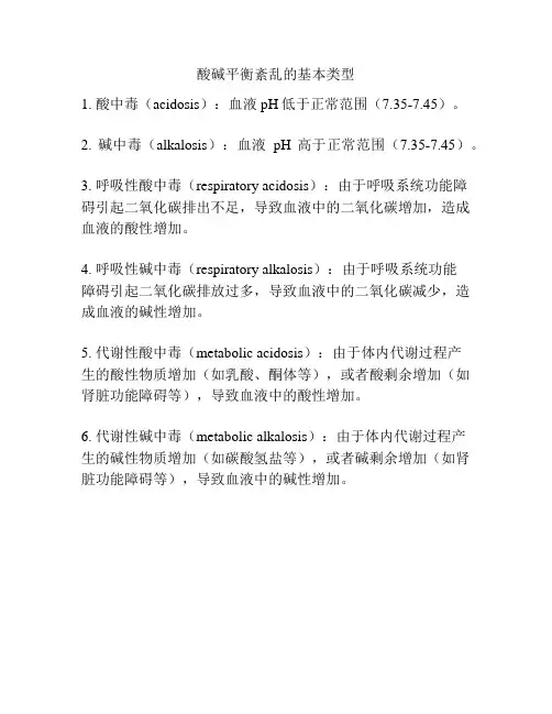酸碱平衡紊乱的基本类型