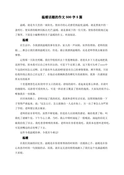 温暖话题的作文500字5篇