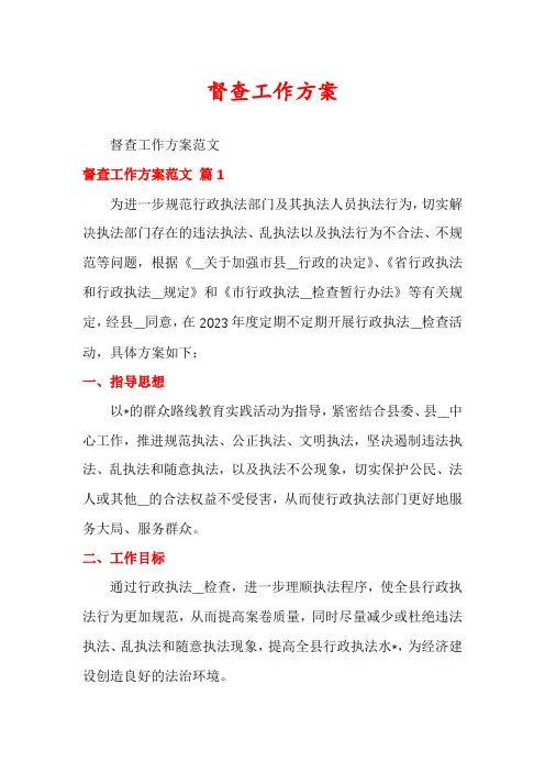 督查工作方案