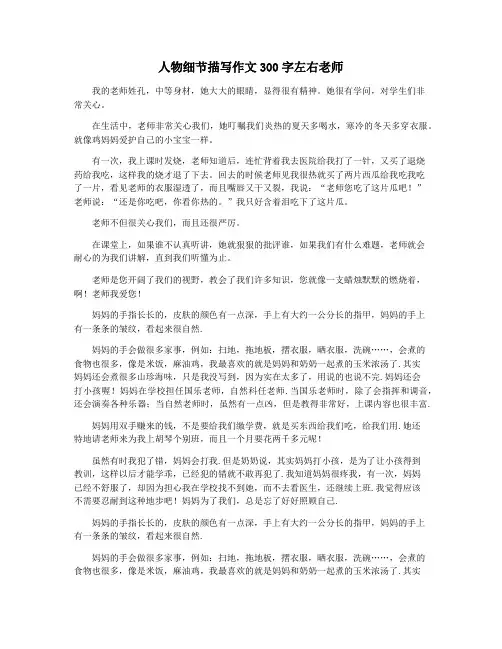 人物细节描写作文300字左右老师