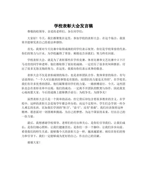 学校表彰大会发言稿