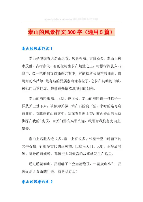 泰山的风景作文300字(通用5篇)