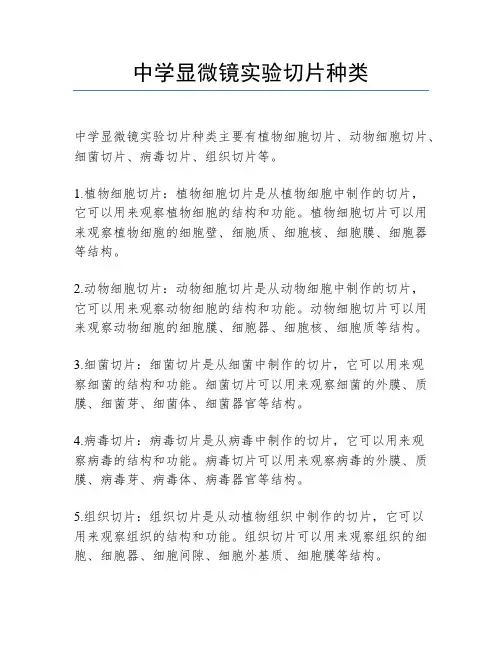 中学显微镜实验切片种类