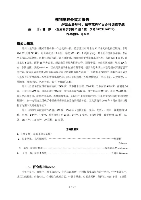 植物学野外实习报告