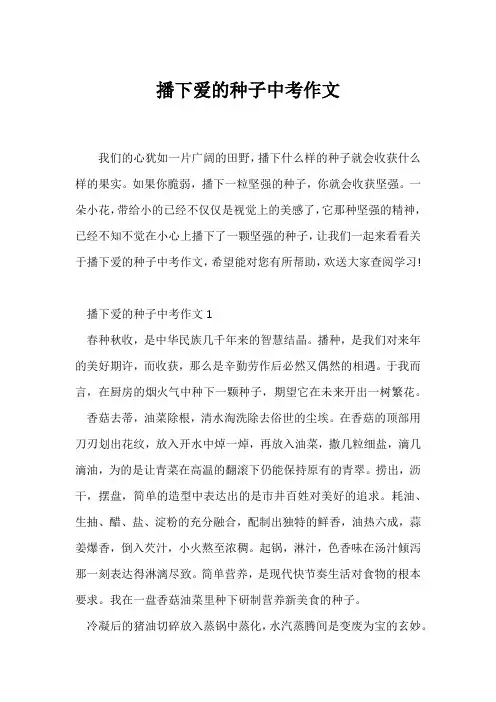 (中考作文)播下爱的种子中考作文