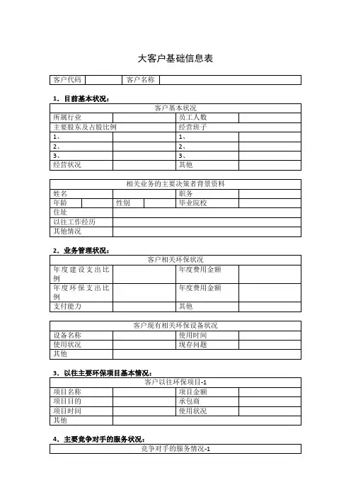 大客户基础信息表 模板