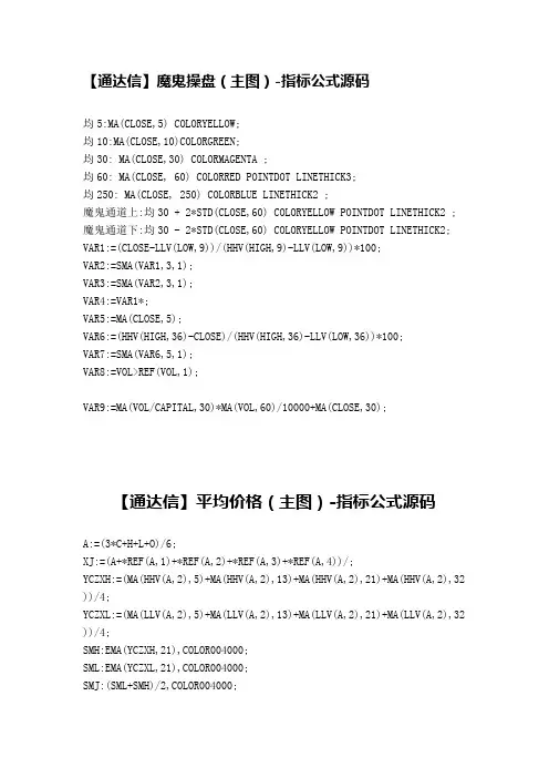 通达信 指标公式源码大全
