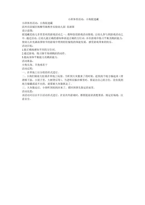小班体育活动：小狗捉迷藏
