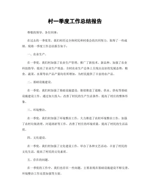 村一季度工作总结报告