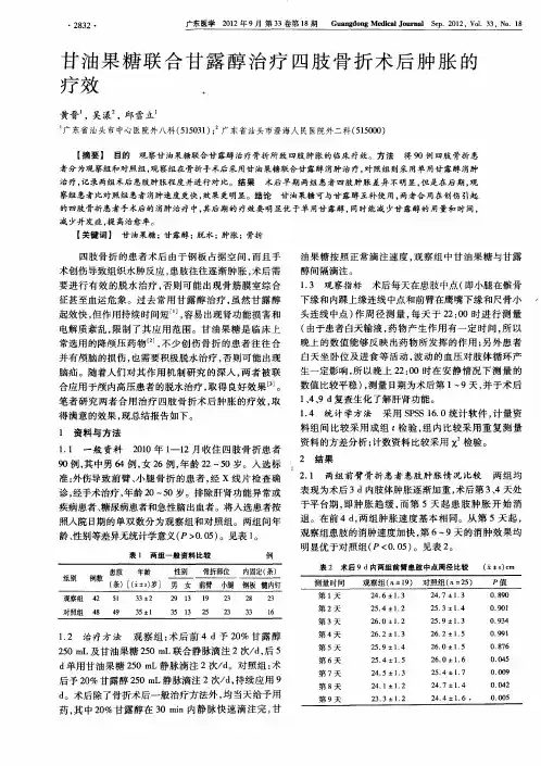 甘油果糖联合甘露醇治疗四肢骨折术后肿胀的疗效