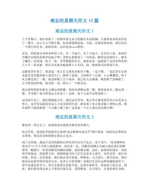 难忘的星期天作文11篇