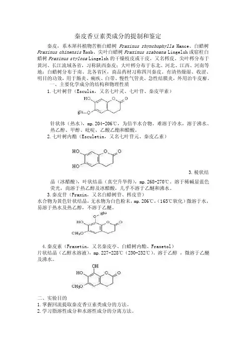 秦皮香豆素类成分的提制和鉴定