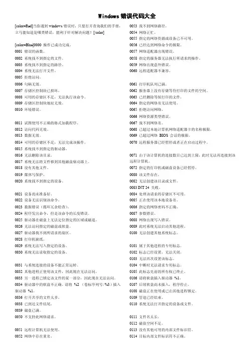 Windows错误代码大全color