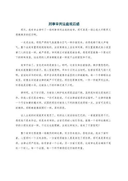 刑事审判法庭观后感
