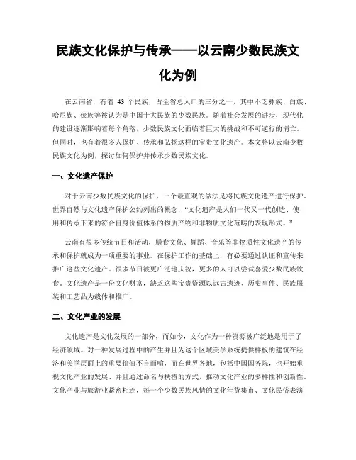 民族文化保护与传承——以云南少数民族文化为例