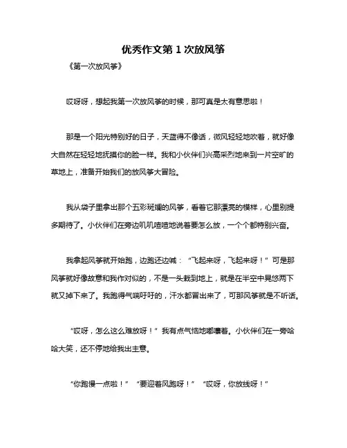 优秀作文第1次放风筝