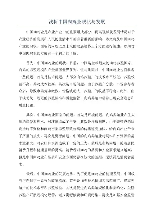 浅析中国肉鸡业现状与发展