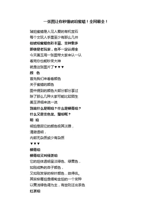 一张图让你秒懂琥珀蜜蜡！全网最全！
