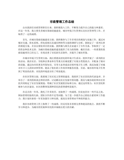 市政管理工作总结