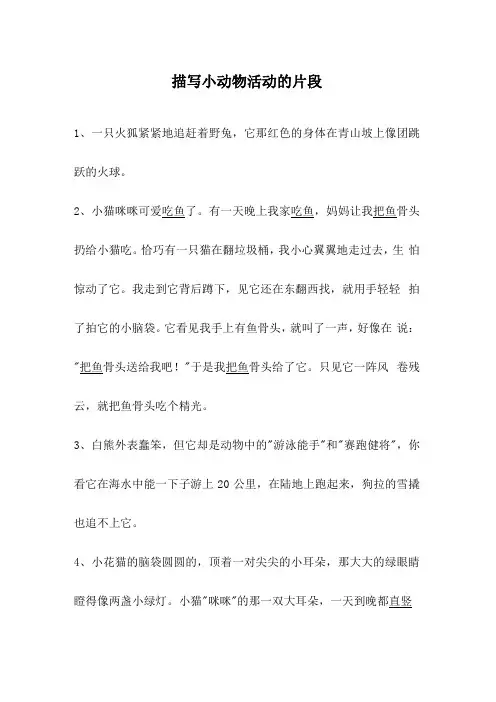描写小动物活动的片段