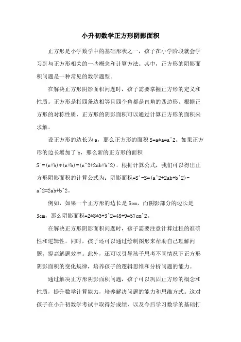 小升初数学正方形阴影面积