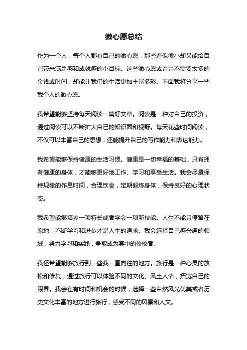 微心愿总结