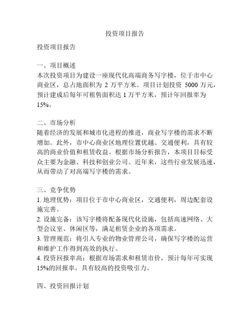 投资项目报告